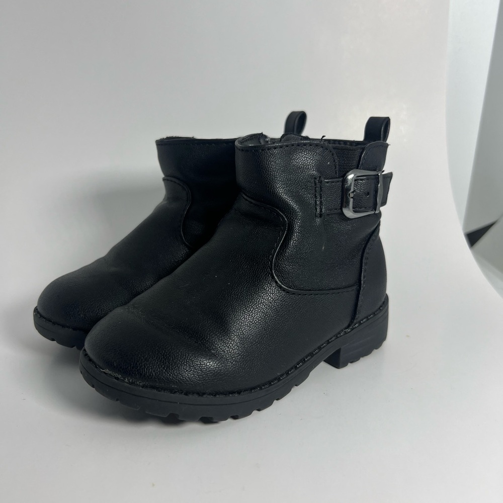 Cat and Jack Girls Toddlers Black Ankle Boots with Buckle Size 6